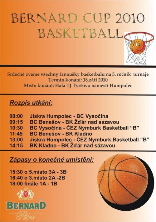 Basketbalový turnaj Bernard Cup v Humpolci - plakát