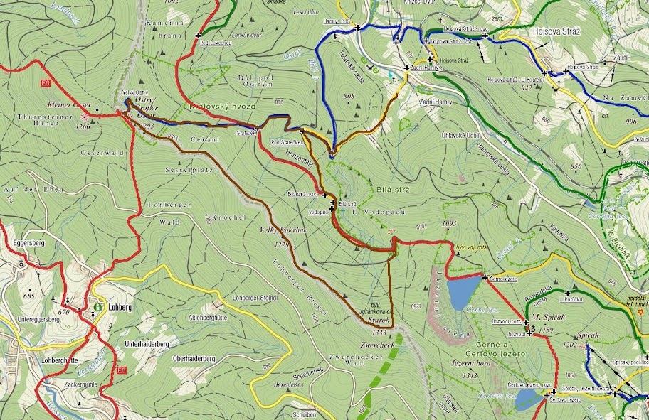 Hřebenovka Svaroh Ostrý - mapa