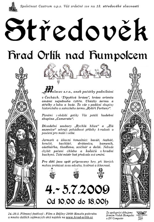 Plakát na středověké slavnosti na hradě Orlík pro rok 2009