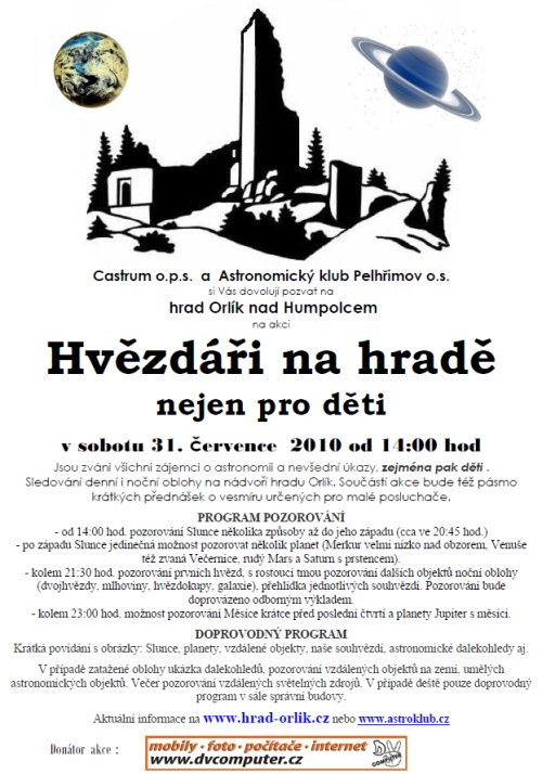 Hvězdáři na hradě nejen pro děti Hvězdáři na hradě nejen pro děti
