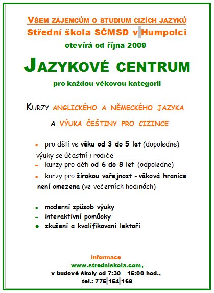 Plakát jazykova škola Plakát jazykova škola