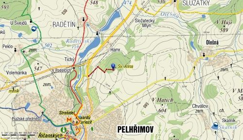 Dub u kaple sv. Anny se dočká ošetření - mapa Dub u kaple sv. Anny se dočká ošetření - mapa