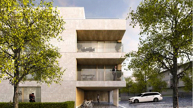 Vítězný návrh nového bytového domu v Humpolci.