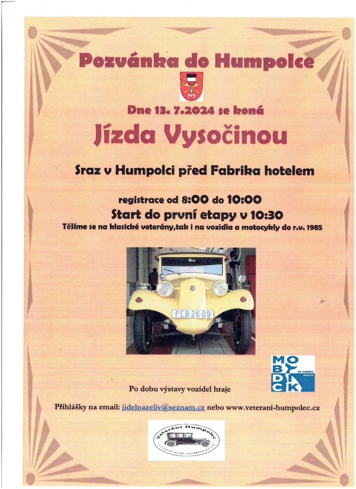 Pozvánka na Jízdu Vysočinou