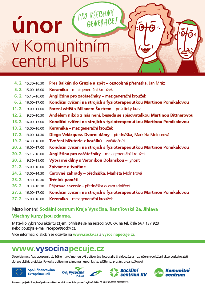 Kurzy a přednášky Komunitního centra Plus