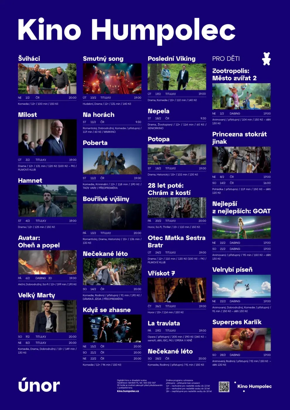 Program kina na únor