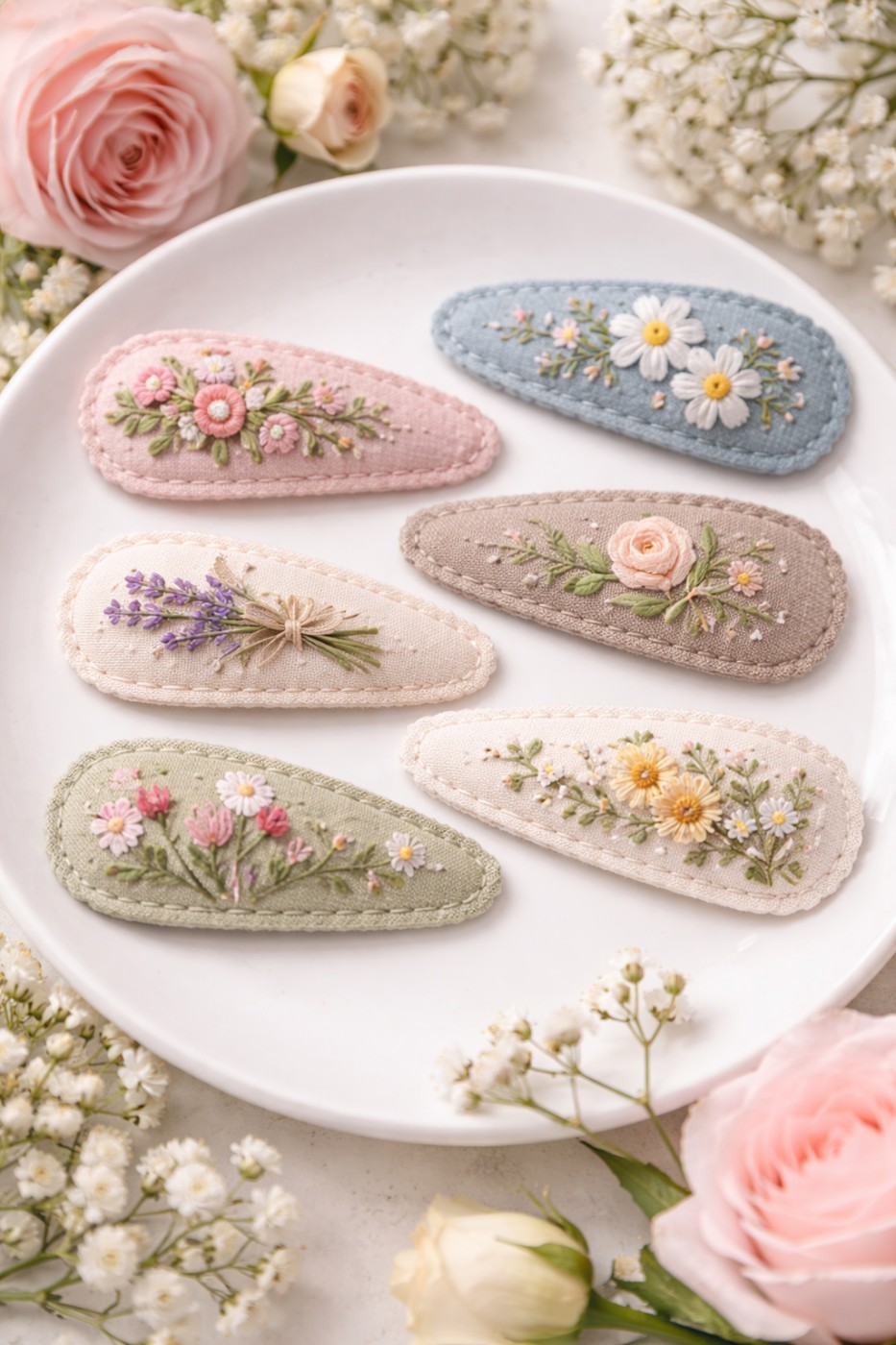 Vyšívané sponky do vlasů