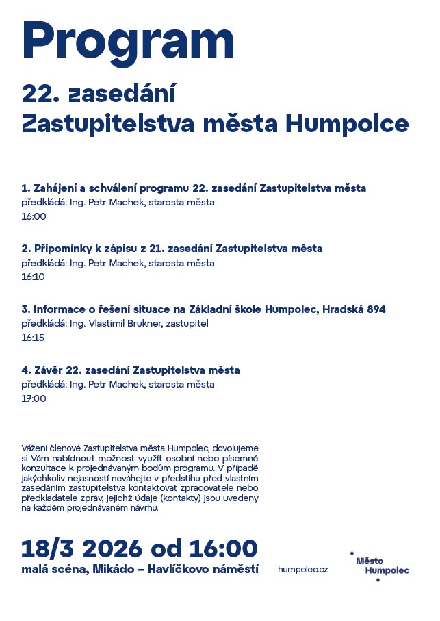 Pozvánka na 22. zasedání zastupitelstva