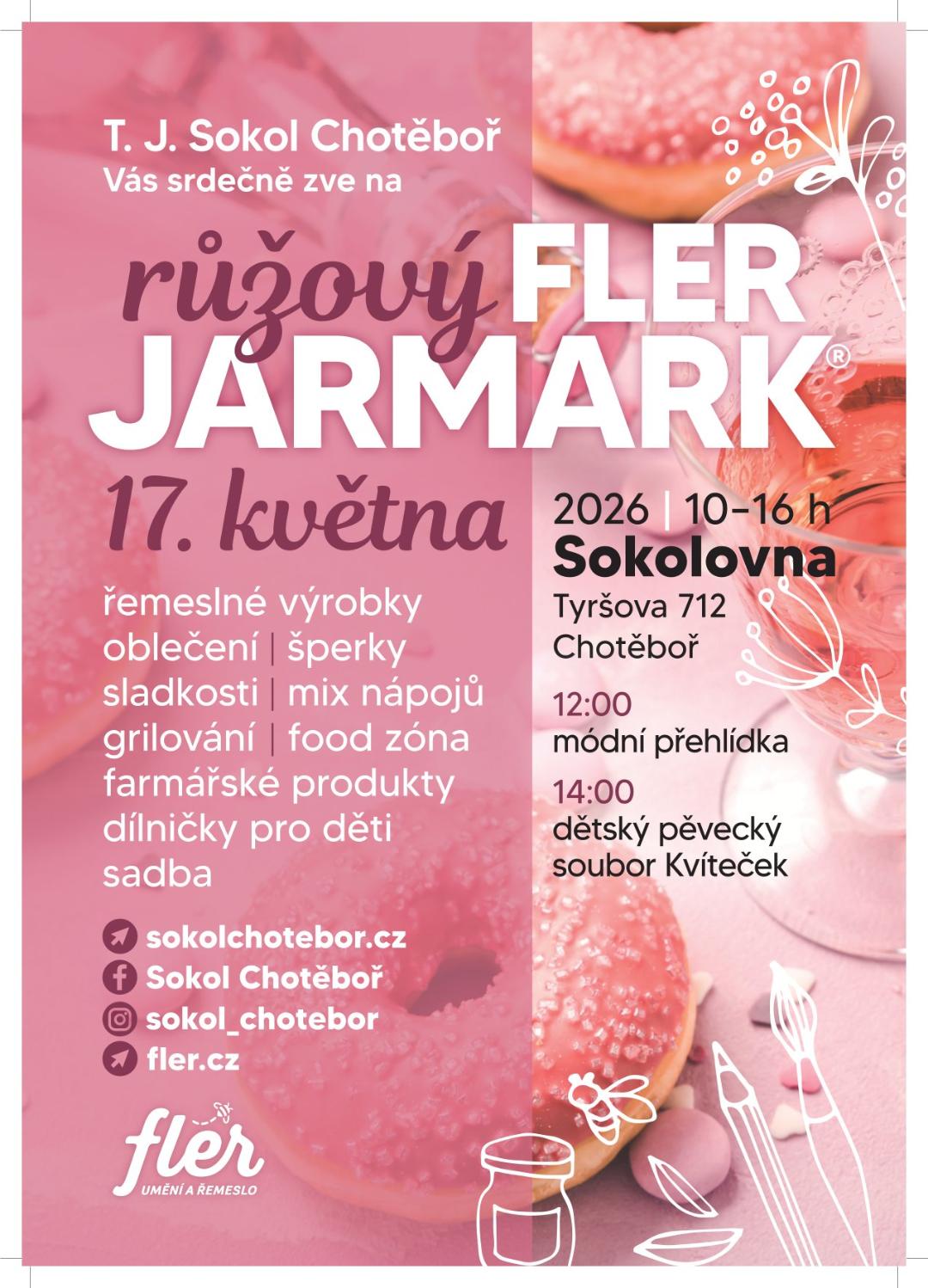 Růžový Fler jarmark 17. 5. 2026 v chotěbořské sokolovně