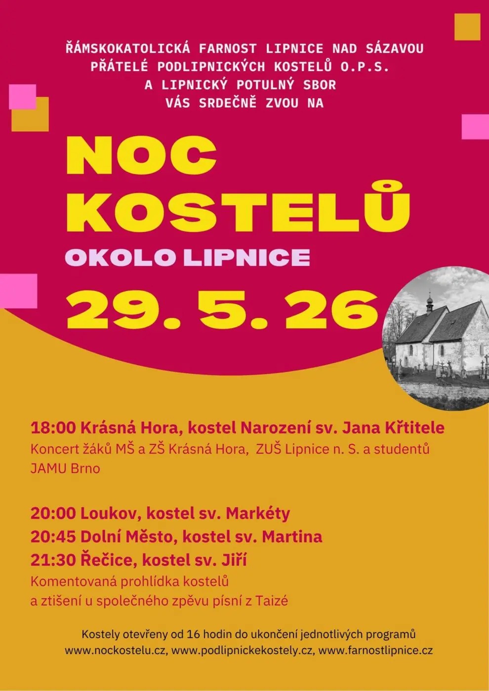 Noc kostelů okolo Lipnice