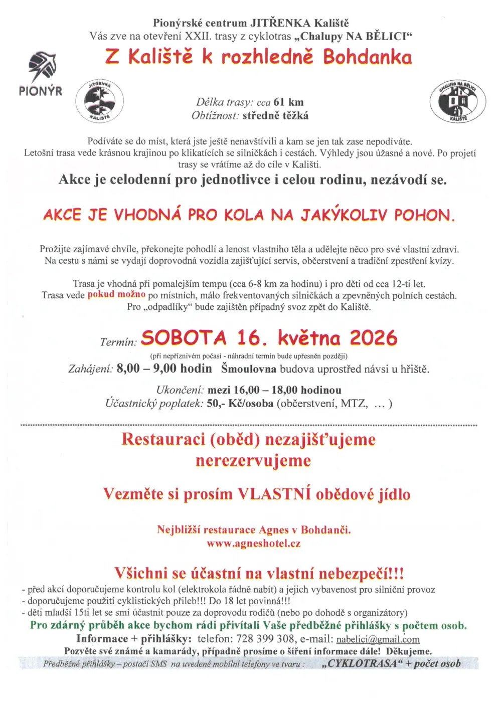 Z Kaliště k rozhledně Bohdanka