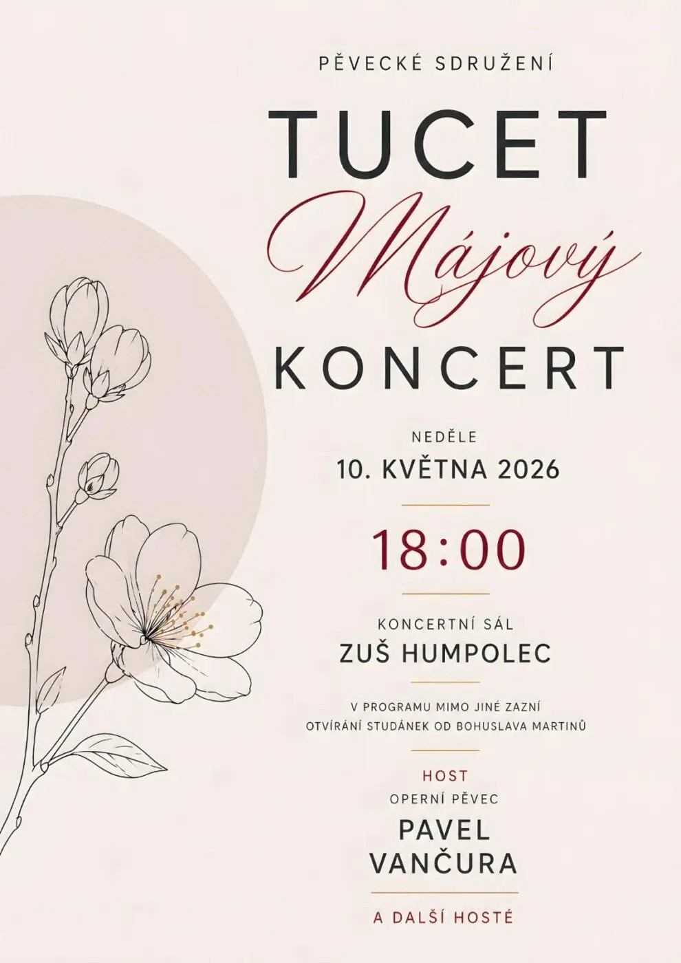 Nedělní májový koncert Pěveckého sdružení Tucet Humpolec