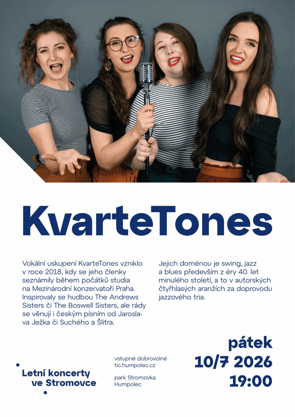 Letní koncerty ve Stromovce: KvarteTones