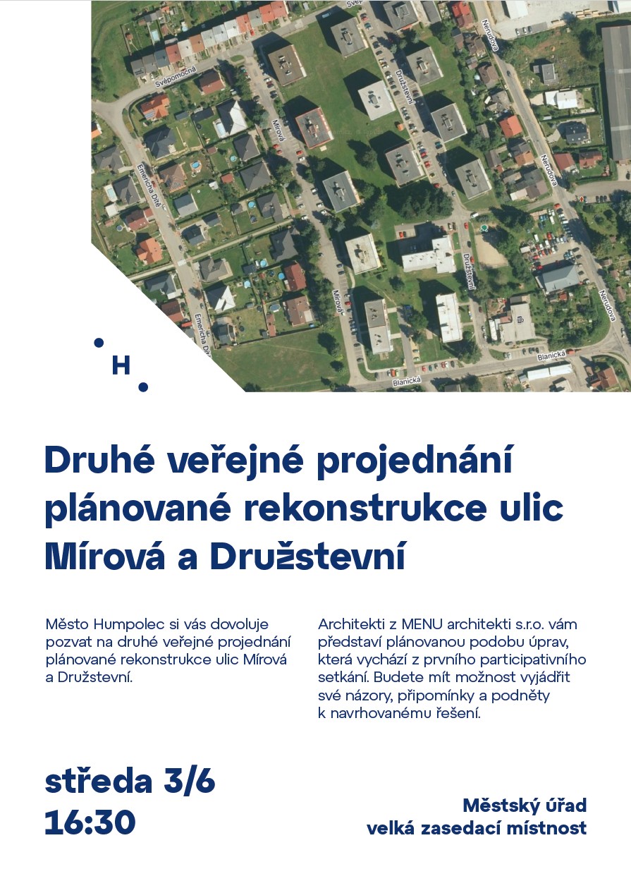 Veřejné projednání rekonstrukce ulic Mírová a Družstevní