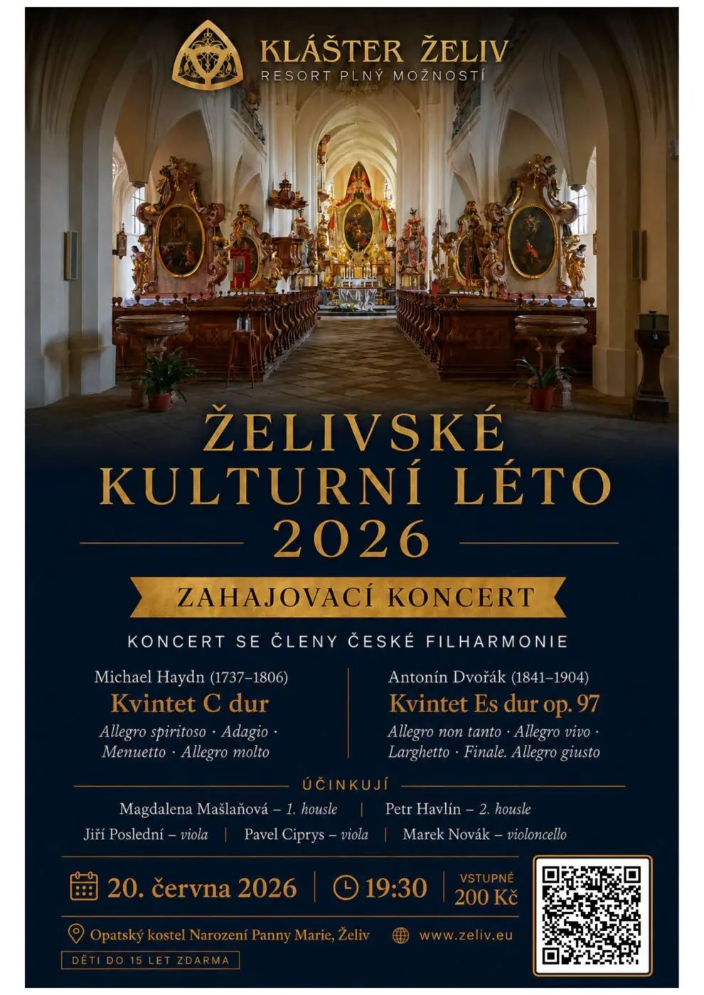 Smyčcový kvintet členů České filharmonie v Opatském kostele