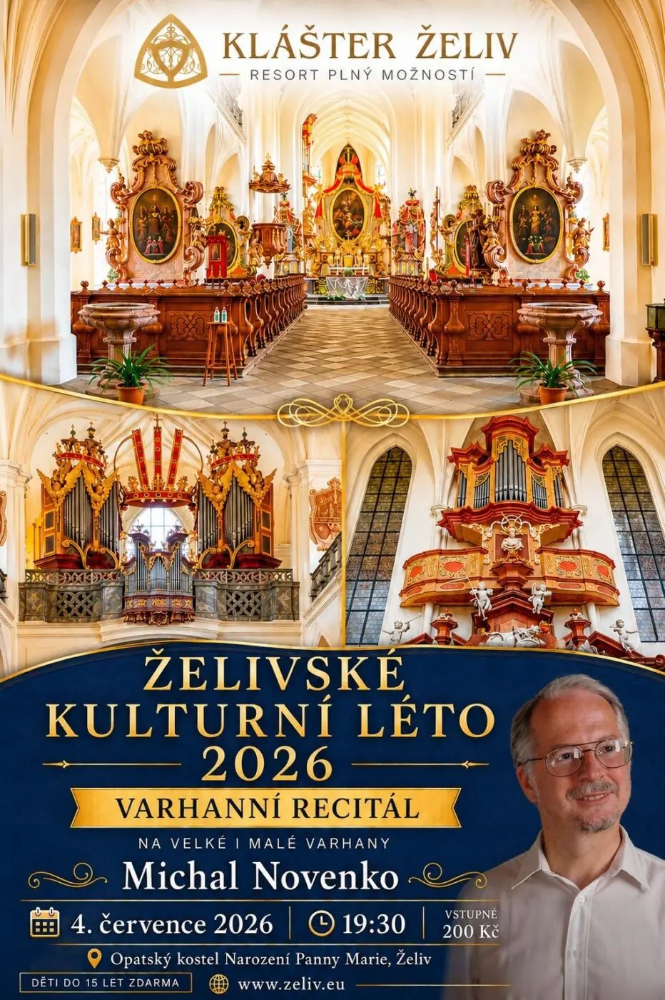 Varhanní recitál Michala Novenka v Klášteře Želiv