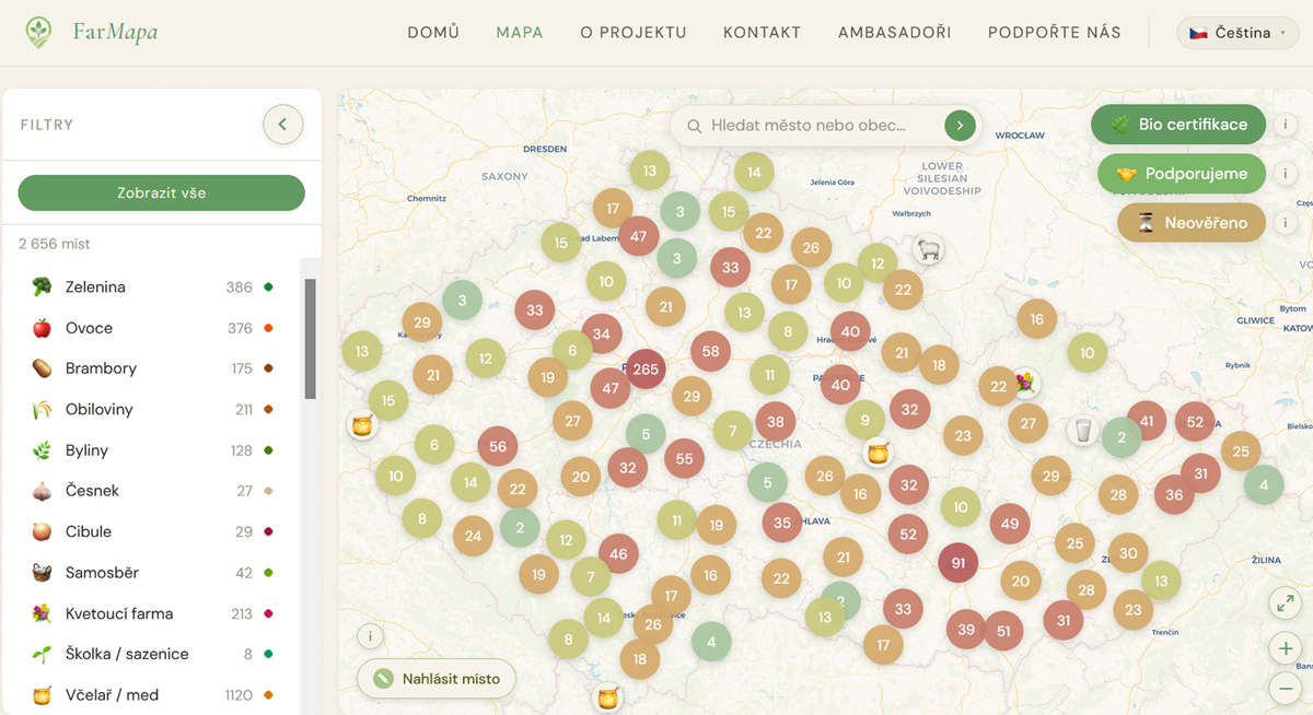 Český projekt FarMapa pomáhá lidem hledat lokální potraviny už i na Slovensku. Do budoucna plánuje expanzi dál do zahraničí