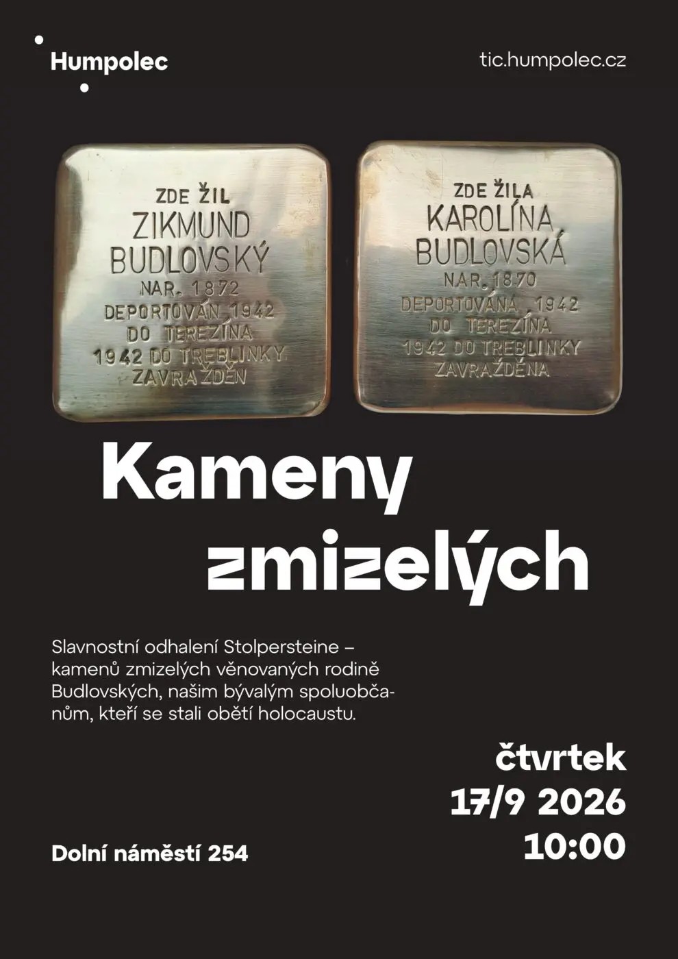 Kameny zmizelých 2026